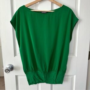 EXPRESS Emerald Green Cap-sleeve Top Bubble Hem Size S
